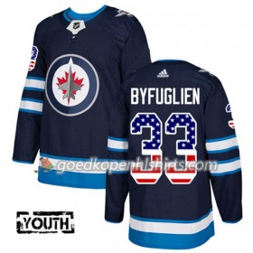 Winnipeg Jets Dustin Byfuglien 33 Adidas 2017-2018 Navy Blauw USA Flag Fashion Authentic Shirt - Kinderen